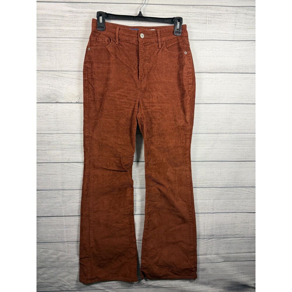 Old Navy Women's 4 Petite Rust Corduroy Higher High Rise Flare Pants 0345